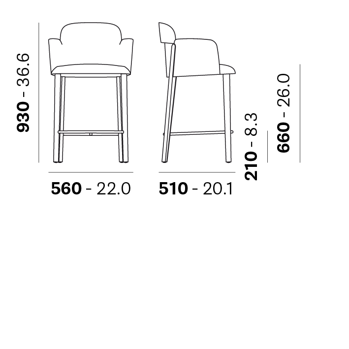 Технические данные и чертежи Стул opale 3787 от Pedrali