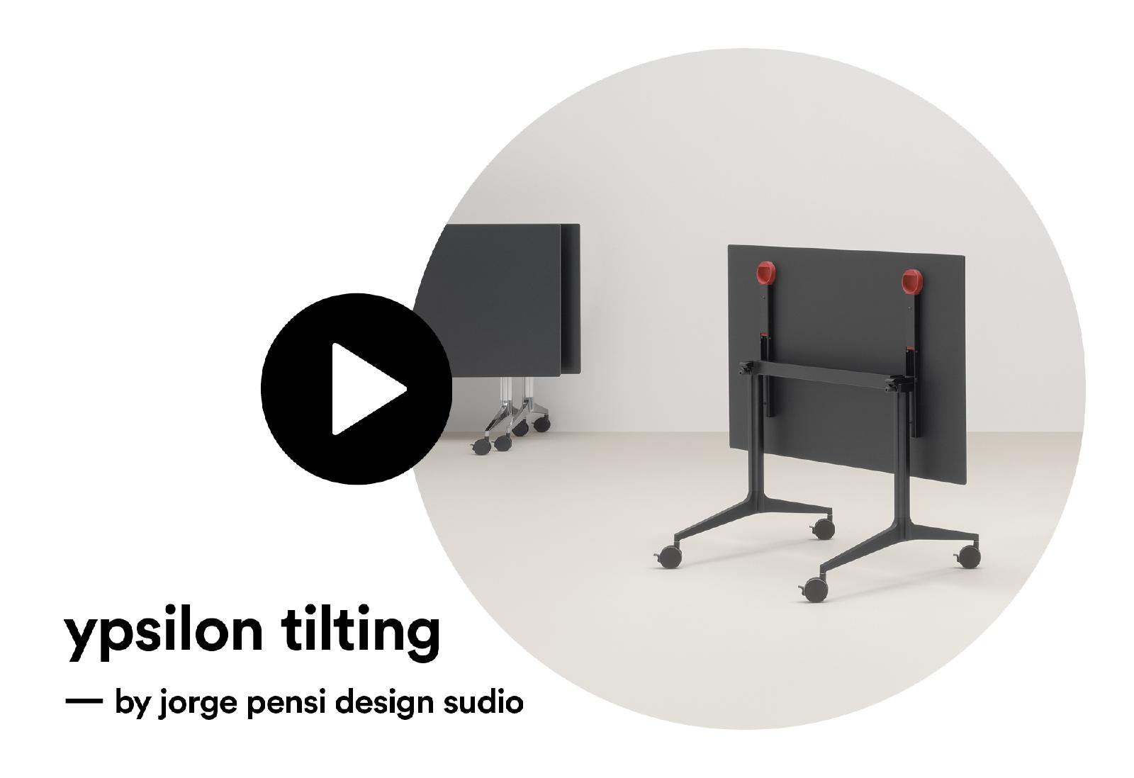 Bureaux Table Ypsilon Tilting sur roulette pliante et empilable coworking  Bureaux Pedrali
